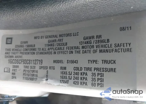 2012 Chevrolet Colorado 1Lt from USA, damaged, VIN 1GCDSCF93C8112719